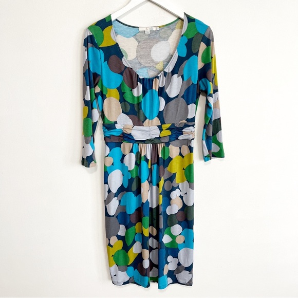 BOGO! Boden Ruched Jersey Dress Abstract Dot Print 10 - Picture 2 of 9